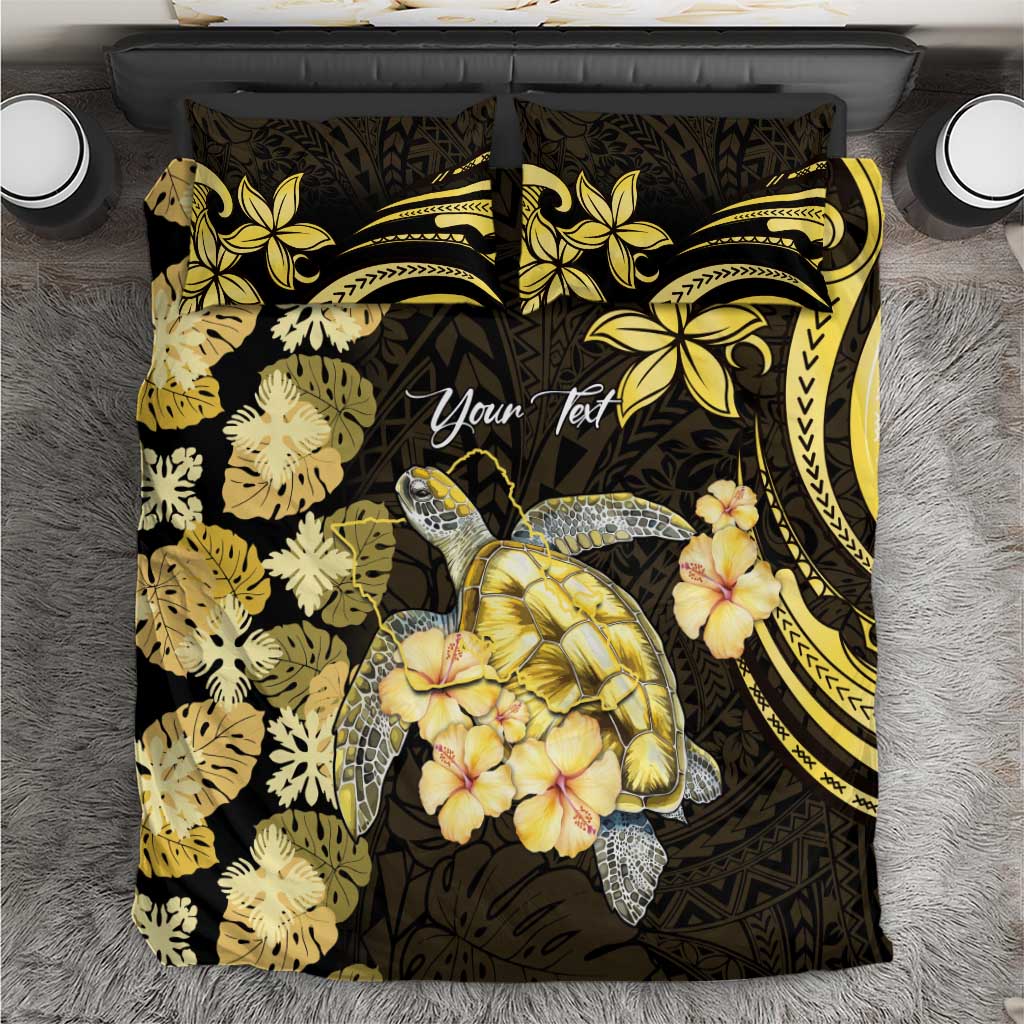Personalised Aloha Hawaii Oahu Island Bedding Set Gathering Place Sea Turtle Ilima Flowers LT14 Yellow - Polynesian Pride