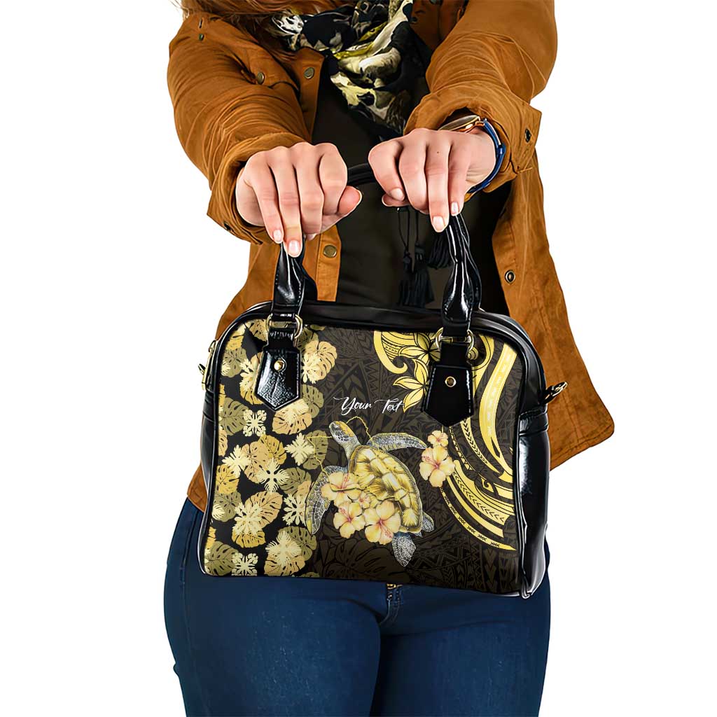 Personalised Aloha Hawaii Oahu Island Shoulder Handbag Gathering Place Sea Turtle Ilima Flowers LT14 One Size Yellow - Polynesian Pride