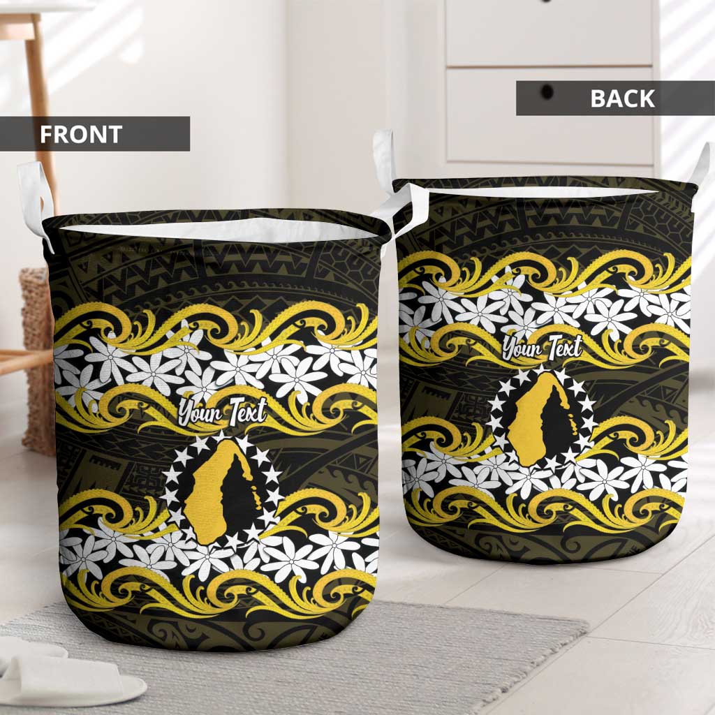 Personalised Cook Islands Aitutaki Laundry Basket Tiare Maori Polynesian Waves Tattoo LT14 - Polynesian Pride