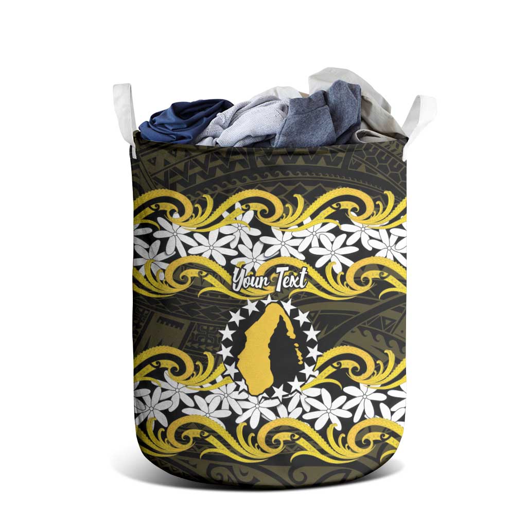 Personalised Cook Islands Aitutaki Laundry Basket Tiare Maori Polynesian Waves Tattoo LT14 - Polynesian Pride