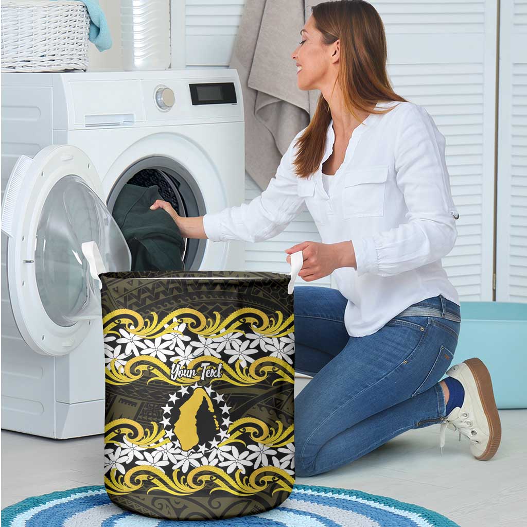 Personalised Cook Islands Aitutaki Laundry Basket Tiare Maori Polynesian Waves Tattoo LT14 - Polynesian Pride