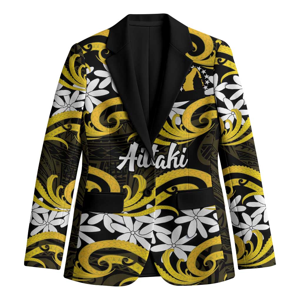 Personalised Cook Islands Aitutaki Blazer Tiare Maori Polynesian Waves Tattoo LT14 Unisex Yellow - Polynesian Pride