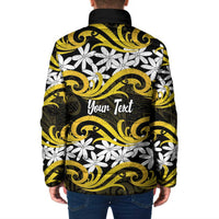 Personalised Cook Islands Aitutaki Padded Jacket Tiare Maori Polynesian Waves Tattoo LT14 - Polynesian Pride