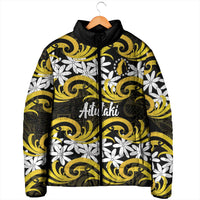 Personalised Cook Islands Aitutaki Padded Jacket Tiare Maori Polynesian Waves Tattoo LT14 - Polynesian Pride
