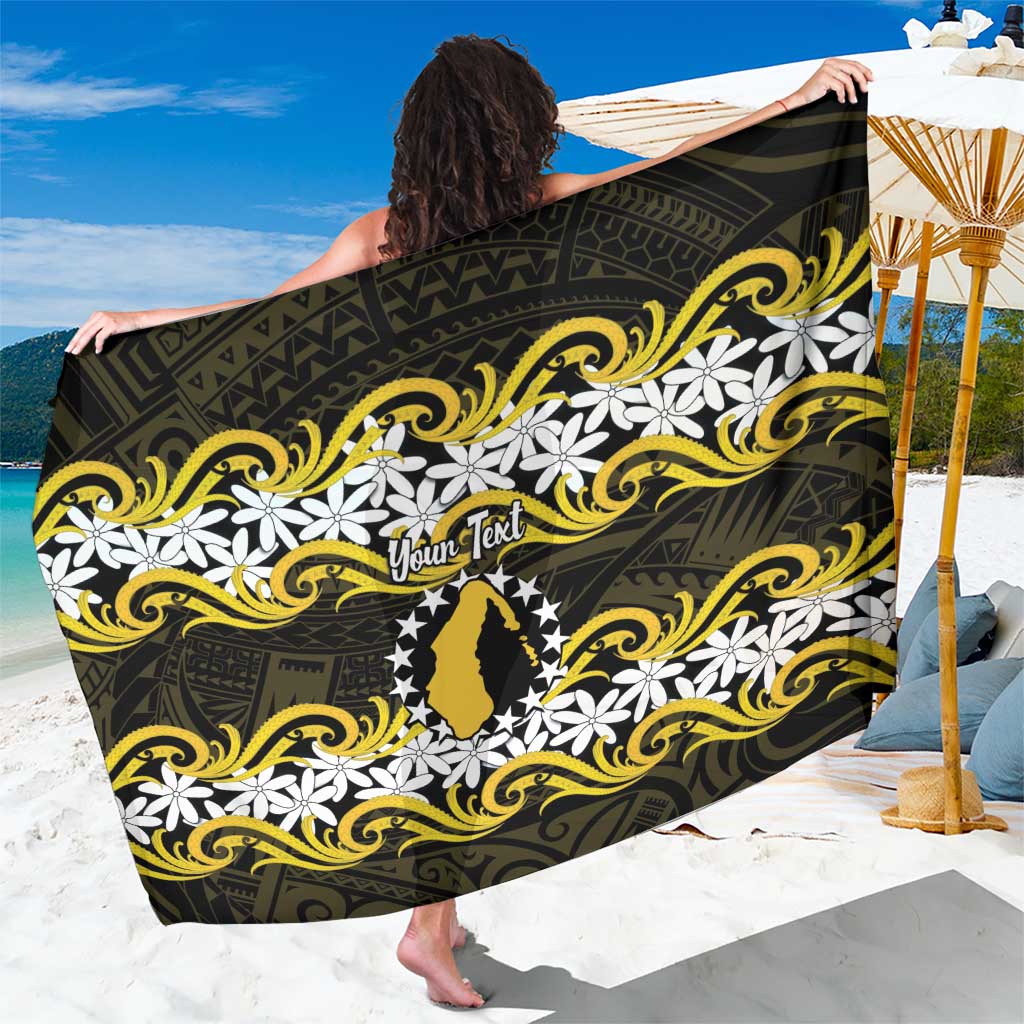 Personalised Cook Islands Aitutaki Sarong Tiare Maori Polynesian Waves Tattoo LT14 One Size 44 x 66 inches Yellow - Polynesian Pride