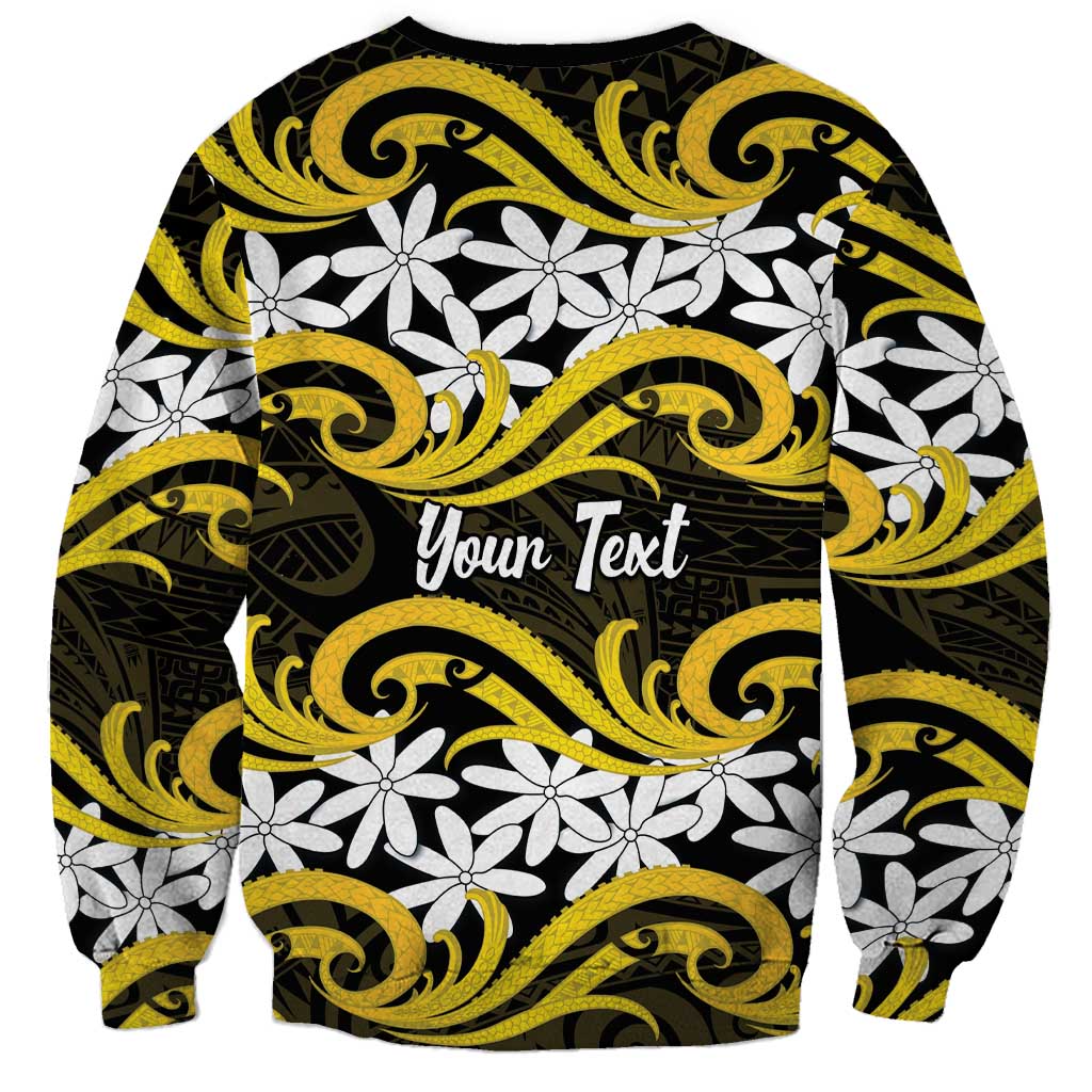 Personalised Cook Islands Aitutaki Sweatshirt Tiare Maori Polynesian Waves Tattoo LT14 - Polynesian Pride