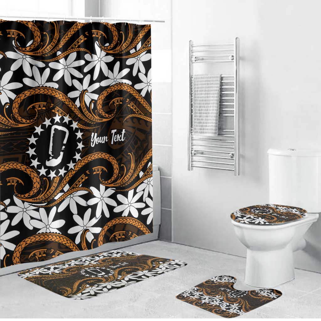 Personalised Cook Islands Rakahanga Bathroom Set Tiare Maori Polynesian Waves Tattoo LT14 Bathroom Set (4 pcs) Orange - Polynesian Pride