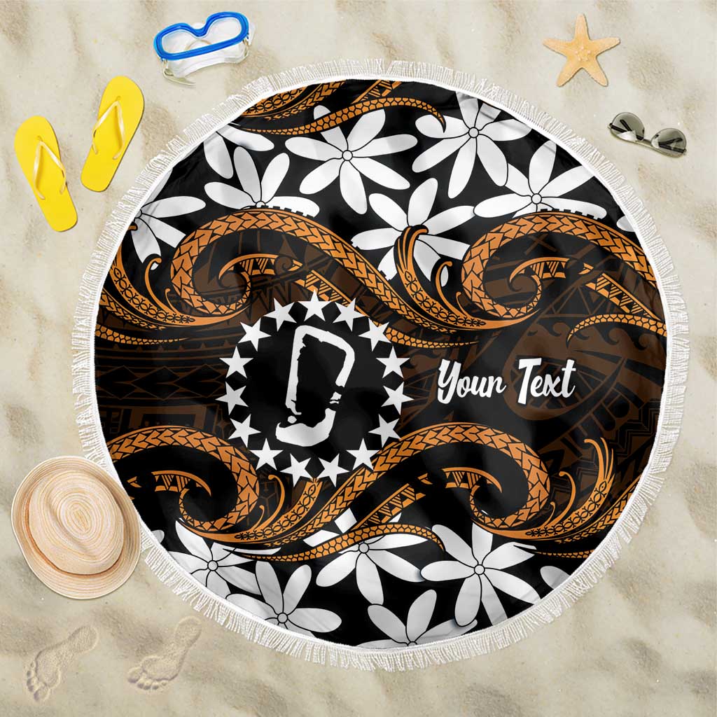 Personalised Cook Islands Rakahanga Beach Blanket Tiare Maori Polynesian Waves Tattoo LT14 One Size 150cm Orange - Polynesian Pride