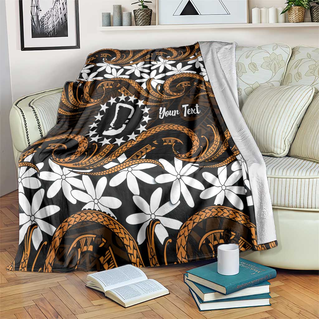 Personalised Cook Islands Rakahanga Blanket Tiare Maori Polynesian Waves Tattoo LT14 Orange - Polynesian Pride