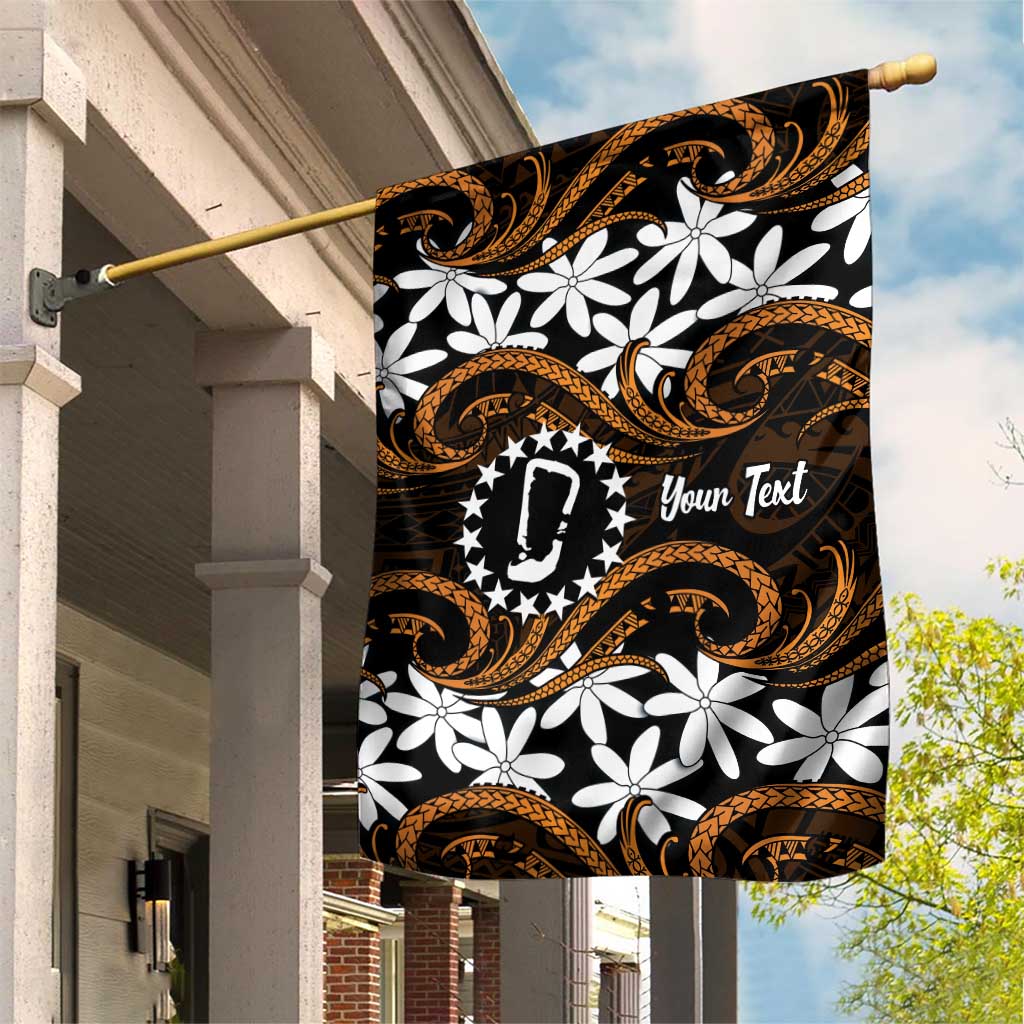 Personalised Cook Islands Rakahanga Garden Flag Tiare Maori Polynesian Waves Tattoo LT14 House Flag Orange - Polynesian Pride