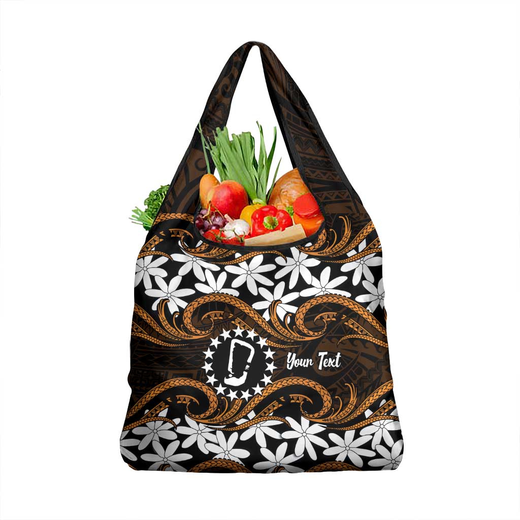 Personalised Cook Islands Rakahanga Grocery Bag Tiare Maori Polynesian Waves Tattoo LT14 1-pack One Size Orange - Polynesian Pride