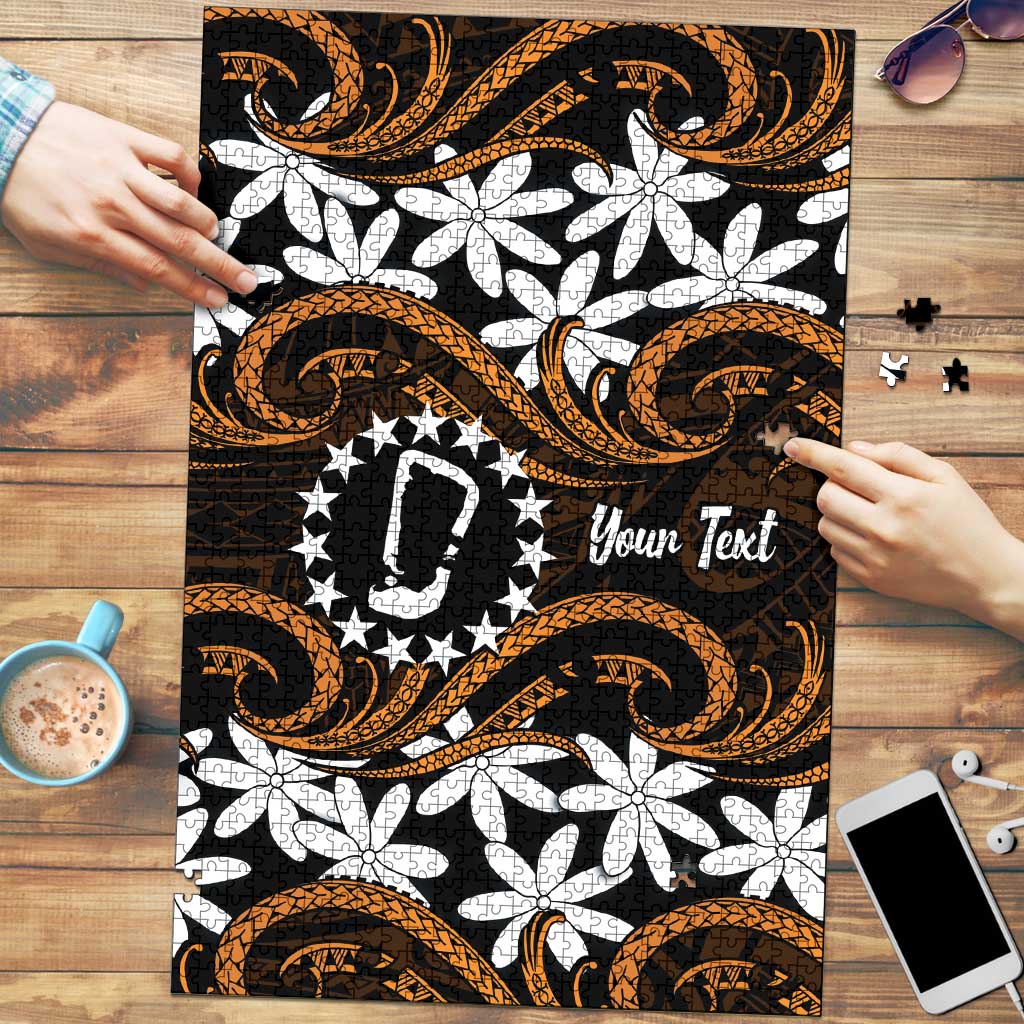 Personalised Cook Islands Rakahanga Puzzle Tiare Maori Polynesian Waves Tattoo LT14 Orange - Polynesian Pride
