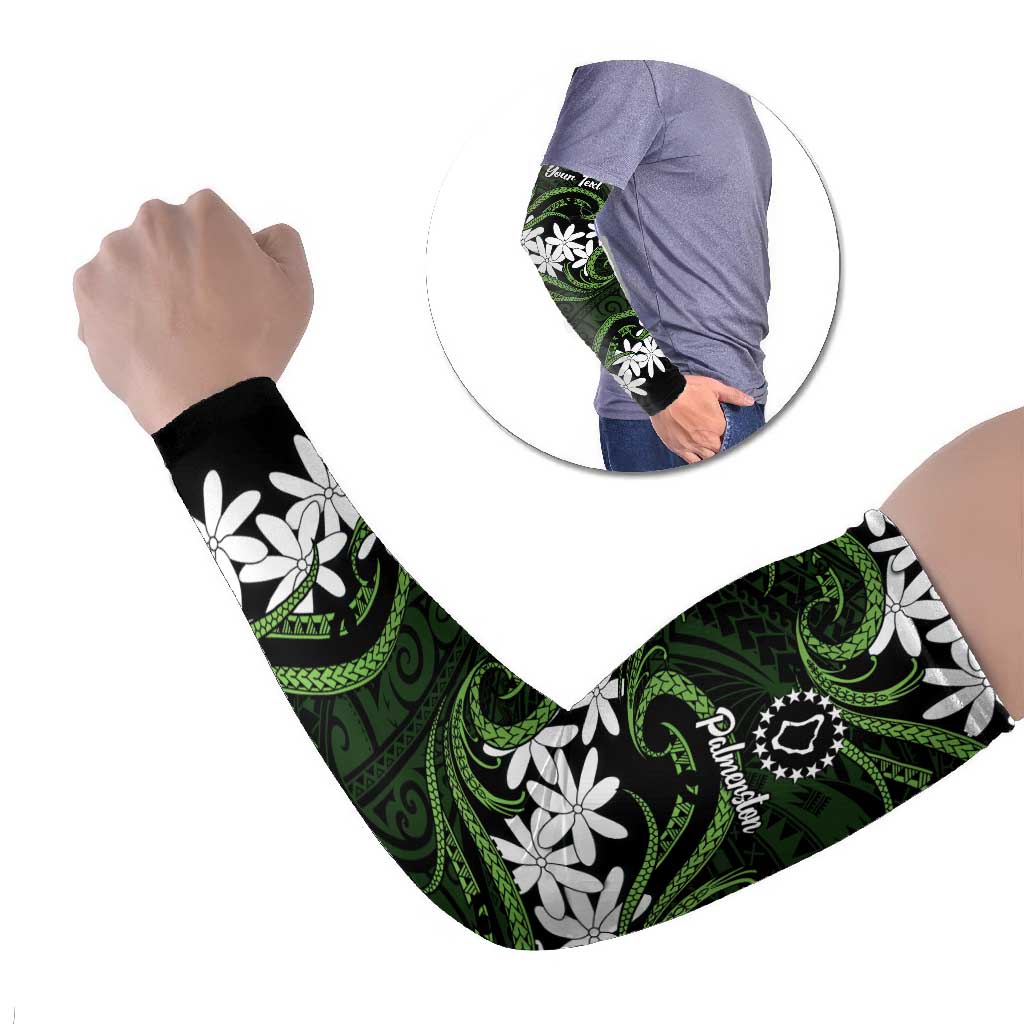 Personalised Cook Islands Palmerston Arm Sleeves Tiare Maori Polynesian Waves Tattoo LT14 Set of 2 Green - Polynesian Pride