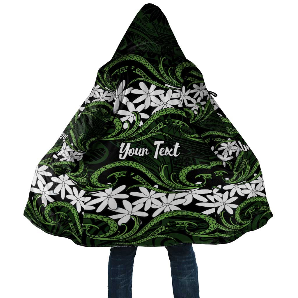 Personalised Cook Islands Palmerston Cloak Tiare Maori Polynesian Waves Tattoo LT14 Unisex Green - Polynesian Pride
