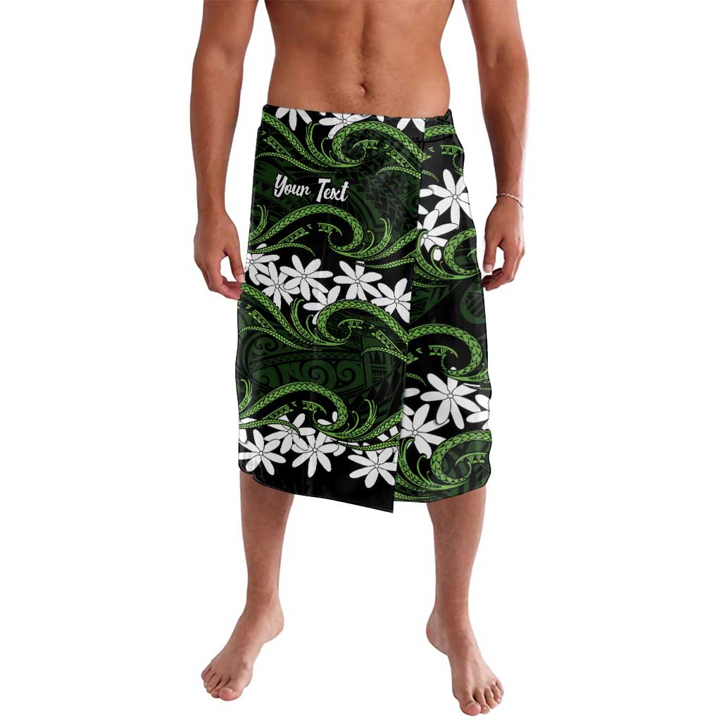 Personalised Cook Islands Palmerston Lavalava Tiare Maori Polynesian Waves Tattoo LT14 Green - Polynesian Pride