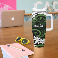 Personalised Cook Islands Palmerston Tumbler With Handle Tiare Maori Polynesian Waves Tattoo LT14 - Polynesian Pride