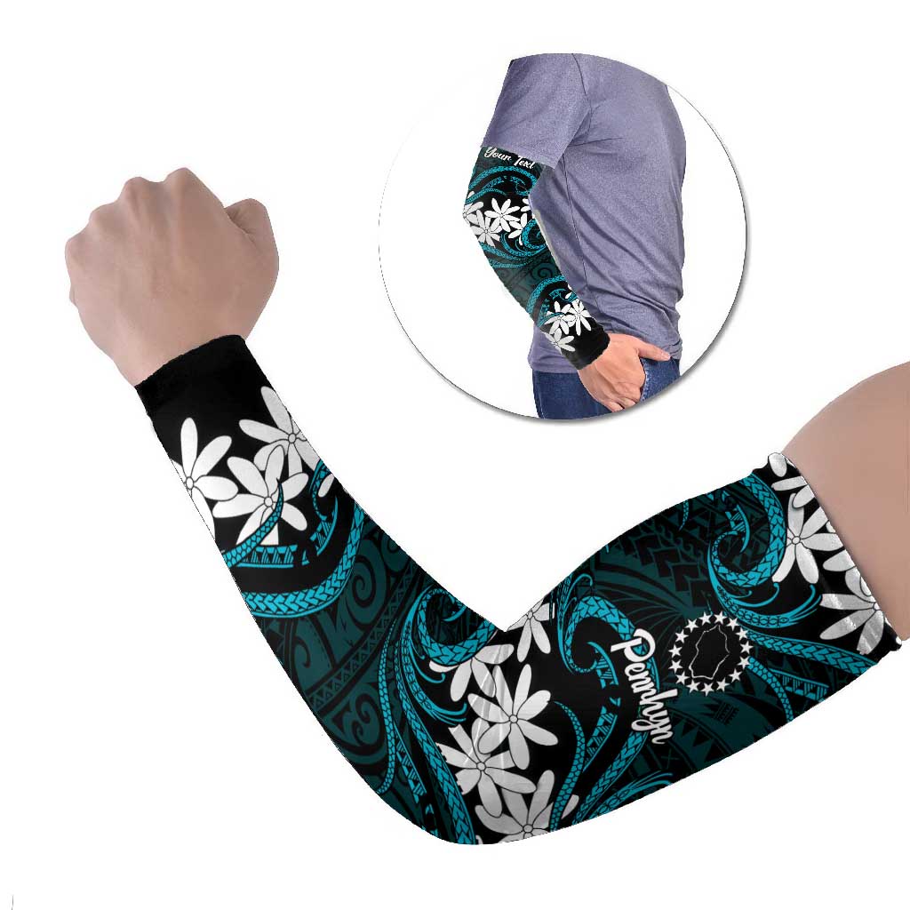 Personalised Cook Islands Penrhyn Atoll Arm Sleeves Tiare Maori Polynesian Waves Tattoo LT14 Set of 2 Blue - Polynesian Pride