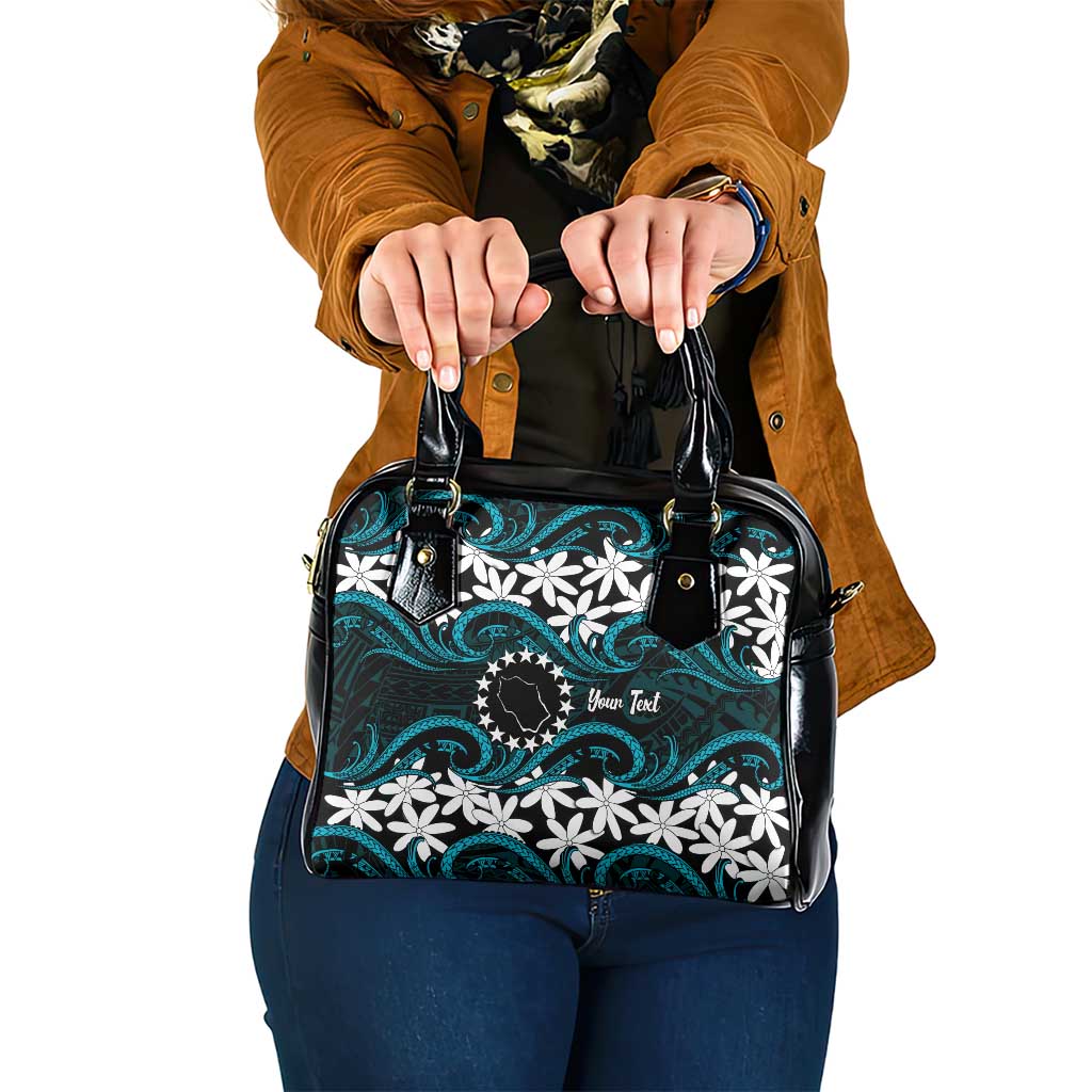 Personalised Cook Islands Penrhyn Atoll Shoulder Handbag Tiare Maori Polynesian Waves Tattoo LT14 One Size Blue - Polynesian Pride