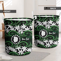 Personalised Cook Islands Mitiaro Laundry Basket Tiare Maori Polynesian Waves Tattoo LT14 - Polynesian Pride