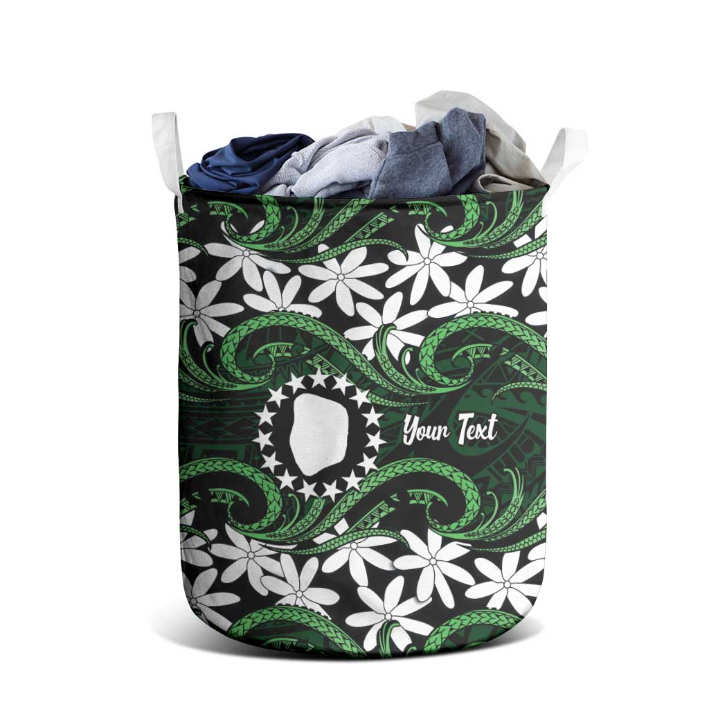 Personalised Cook Islands Mitiaro Laundry Basket Tiare Maori Polynesian Waves Tattoo LT14 - Polynesian Pride