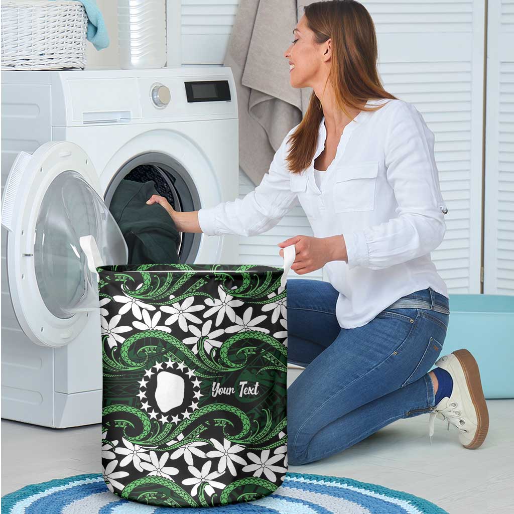 Personalised Cook Islands Mitiaro Laundry Basket Tiare Maori Polynesian Waves Tattoo LT14 - Polynesian Pride