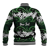 Personalised Cook Islands Mitiaro Baseball Jacket Tiare Maori Polynesian Waves Tattoo LT14 - Polynesian Pride
