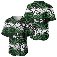 Personalised Cook Islands Mitiaro Baseball Jersey Tiare Maori Polynesian Waves Tattoo LT14 - Polynesian Pride