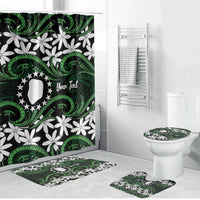 Personalised Cook Islands Mitiaro Bathroom Set Tiare Maori Polynesian Waves Tattoo LT14 Bathroom Set (4 pcs) Green - Polynesian Pride