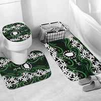 Personalised Cook Islands Mitiaro Bathroom Set Tiare Maori Polynesian Waves Tattoo LT14 Mat Set Only (3 pcs) One Size Green - Polynesian Pride