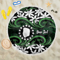 Personalised Cook Islands Mitiaro Beach Blanket Tiare Maori Polynesian Waves Tattoo LT14 One Size 150cm Green - Polynesian Pride