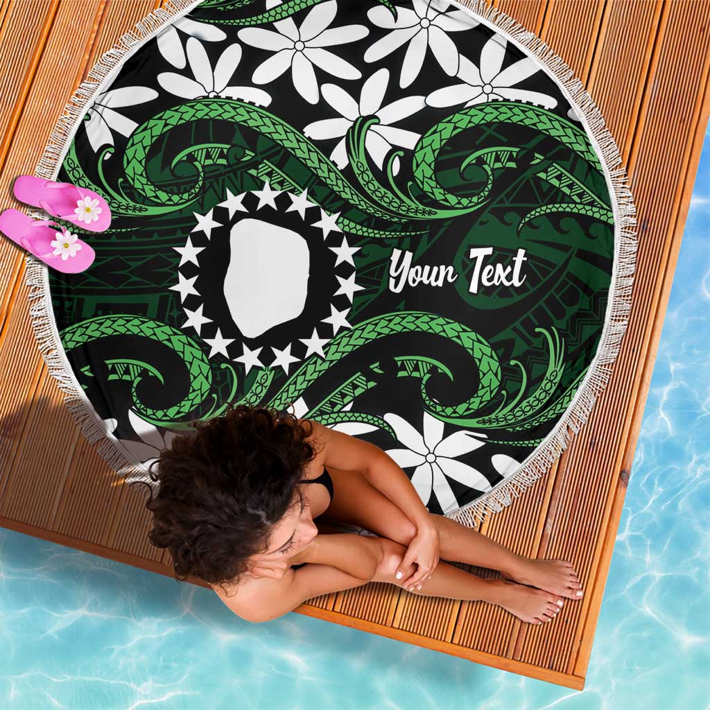 Personalised Cook Islands Mitiaro Beach Blanket Tiare Maori Polynesian Waves Tattoo LT14 - Polynesian Pride