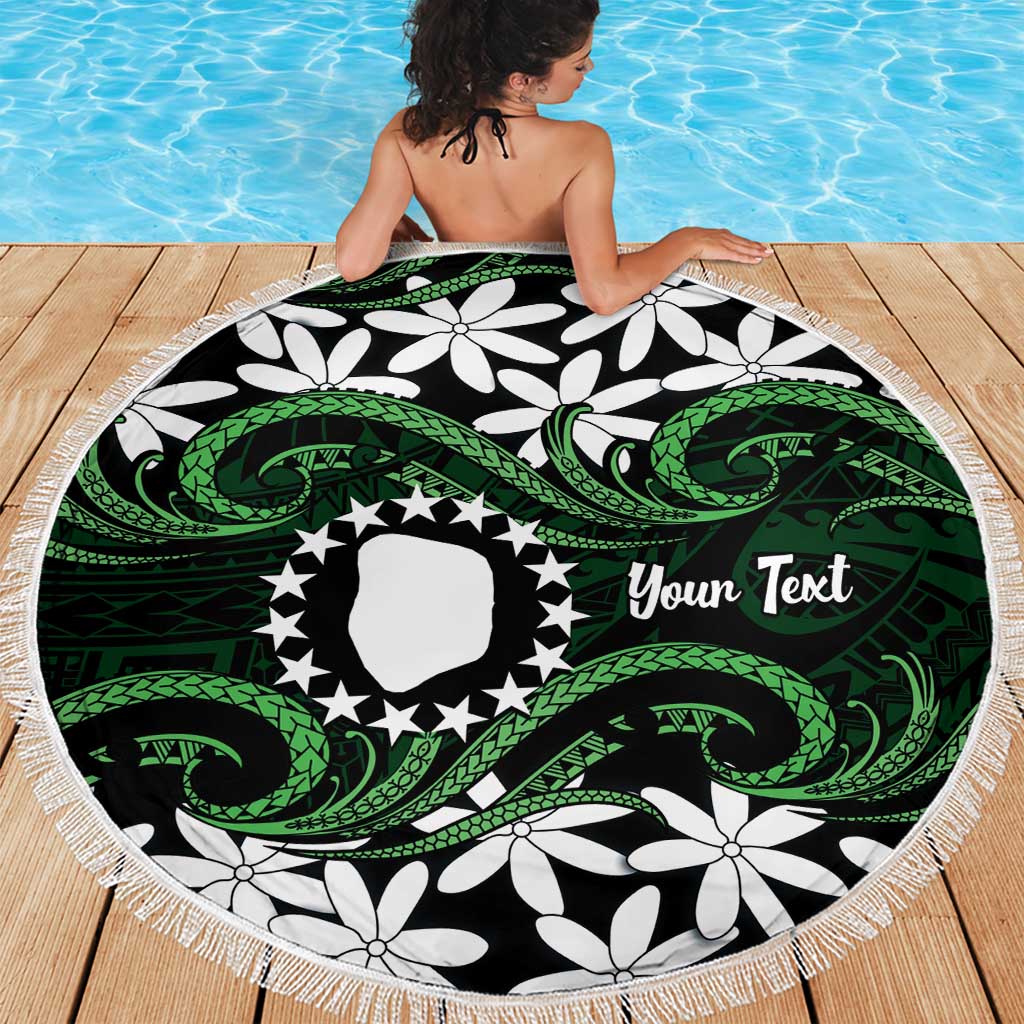 Personalised Cook Islands Mitiaro Beach Blanket Tiare Maori Polynesian Waves Tattoo LT14 - Polynesian Pride