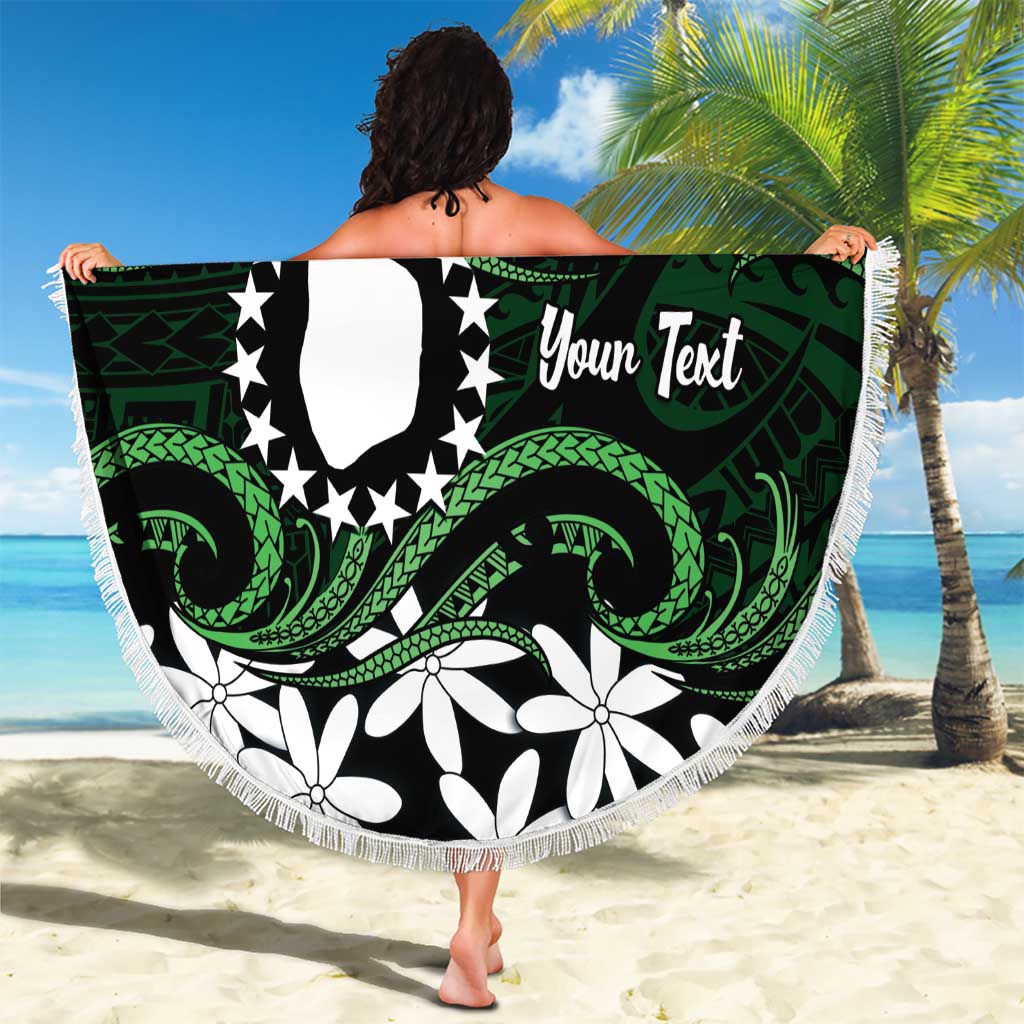 Personalised Cook Islands Mitiaro Beach Blanket Tiare Maori Polynesian Waves Tattoo LT14 - Polynesian Pride