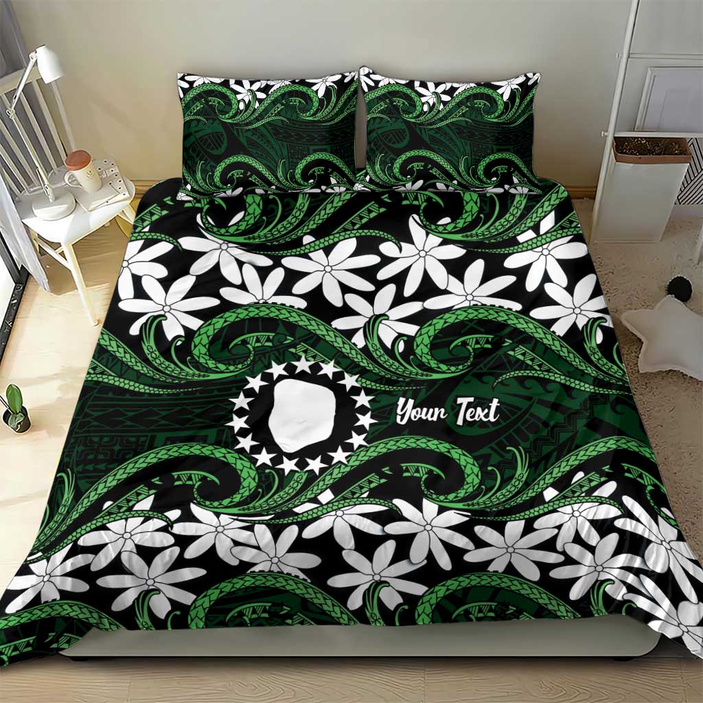 Personalised Cook Islands Mitiaro Bedding Set Tiare Maori Polynesian Waves Tattoo LT14 - Polynesian Pride