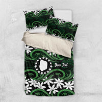 Personalised Cook Islands Mitiaro Bedding Set Tiare Maori Polynesian Waves Tattoo LT14 US Twin 172cm x 218cm Green - Polynesian Pride
