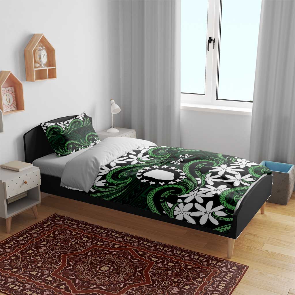 Personalised Cook Islands Mitiaro Bedding Set Tiare Maori Polynesian Waves Tattoo LT14 - Polynesian Pride