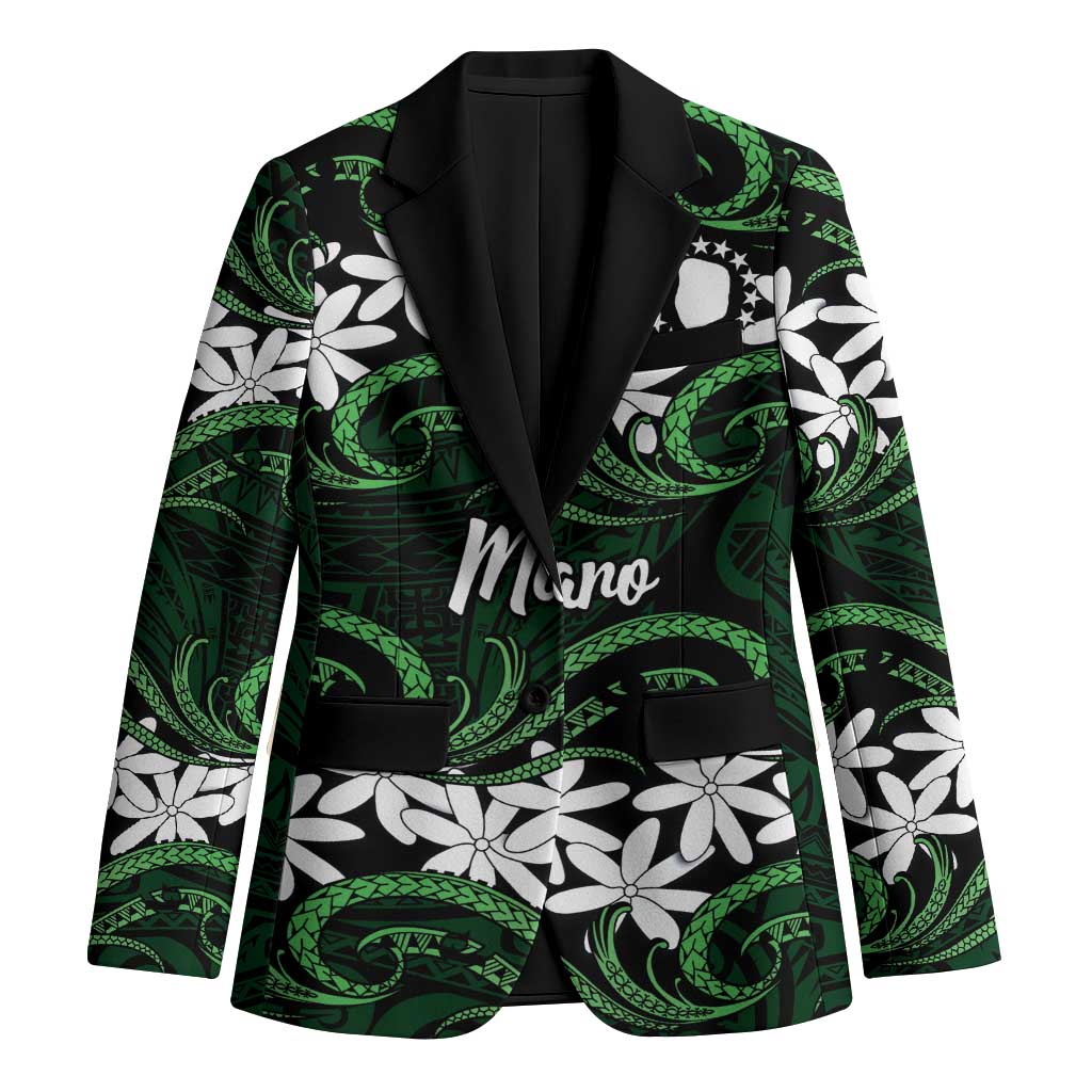 Personalised Cook Islands Mitiaro Blazer Tiare Maori Polynesian Waves Tattoo LT14 Unisex Green - Polynesian Pride