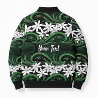 Personalised Cook Islands Mitiaro Bomber Puffer Jacket Tiare Maori Polynesian Waves Tattoo LT14 - Polynesian Pride