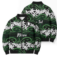 Personalised Cook Islands Mitiaro Bomber Puffer Jacket Tiare Maori Polynesian Waves Tattoo LT14 - Polynesian Pride