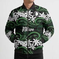Personalised Cook Islands Mitiaro Bomber Puffer Jacket Tiare Maori Polynesian Waves Tattoo LT14 - Polynesian Pride