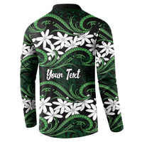 Personalised Cook Islands Mitiaro Button Sweatshirt Tiare Maori Polynesian Waves Tattoo LT14 - Polynesian Pride