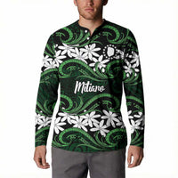 Personalised Cook Islands Mitiaro Button Sweatshirt Tiare Maori Polynesian Waves Tattoo LT14 - Polynesian Pride