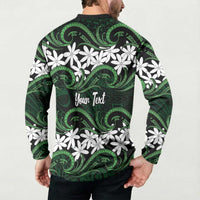 Personalised Cook Islands Mitiaro Button Sweatshirt Tiare Maori Polynesian Waves Tattoo LT14 - Polynesian Pride