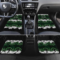 Personalised Cook Islands Mitiaro Car Mats Tiare Maori Polynesian Waves Tattoo LT14 Set 4pcs Green - Polynesian Pride