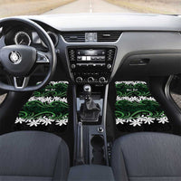 Personalised Cook Islands Mitiaro Car Mats Tiare Maori Polynesian Waves Tattoo LT14 Set 2pcs - Front Green - Polynesian Pride
