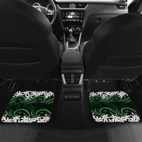 Personalised Cook Islands Mitiaro Car Mats Tiare Maori Polynesian Waves Tattoo LT14 Set 2pcs - Back Green - Polynesian Pride