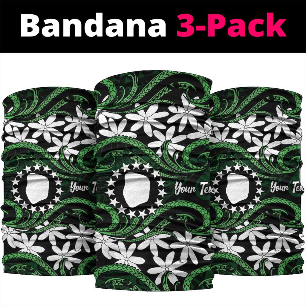 Personalised Cook Islands Mitiaro Neck Gaiter Tiare Maori Polynesian Waves Tattoo LT14 package One Size: 25*50cm Green - Polynesian Pride
