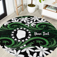 Personalised Cook Islands Mitiaro Round Carpet Tiare Maori Polynesian Waves Tattoo LT14 Green - Polynesian Pride