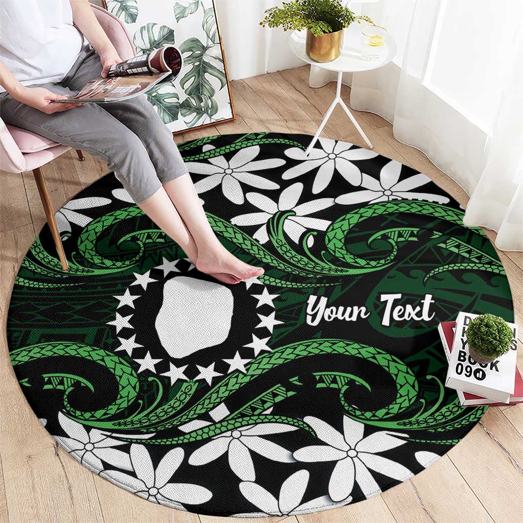 Personalised Cook Islands Mitiaro Round Carpet Tiare Maori Polynesian Waves Tattoo LT14 - Polynesian Pride