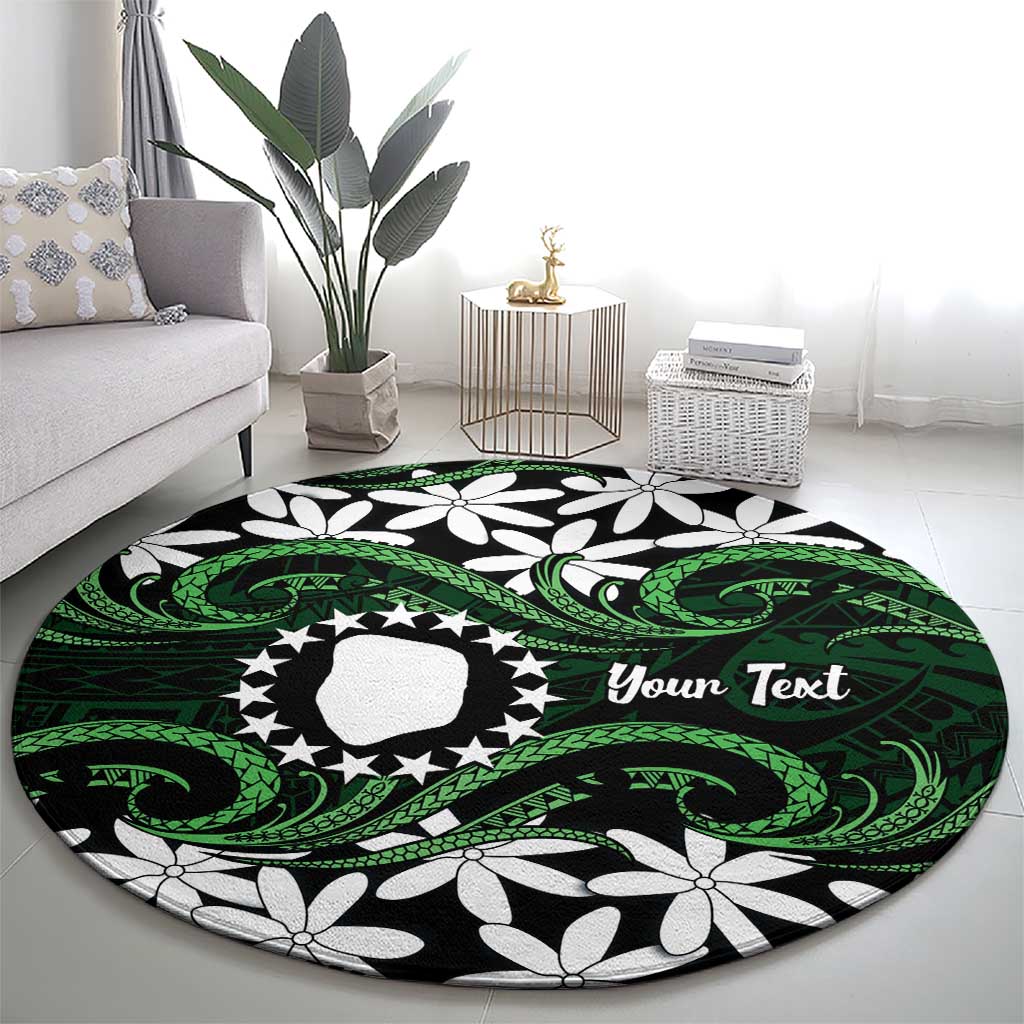 Personalised Cook Islands Mitiaro Round Carpet Tiare Maori Polynesian Waves Tattoo LT14 - Polynesian Pride